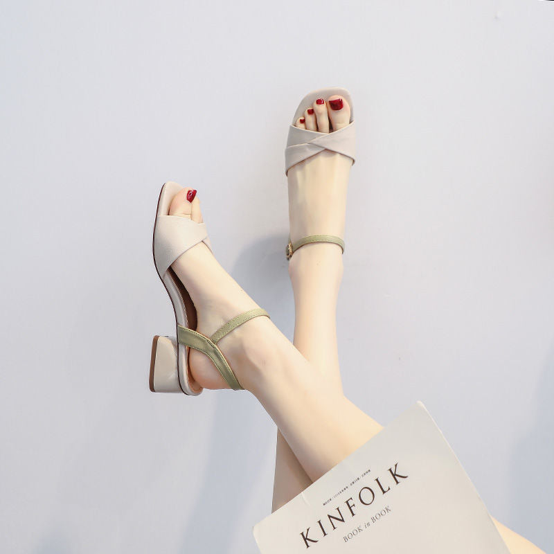Sandalias de Tacón Medio Estilo Hada para el Verano