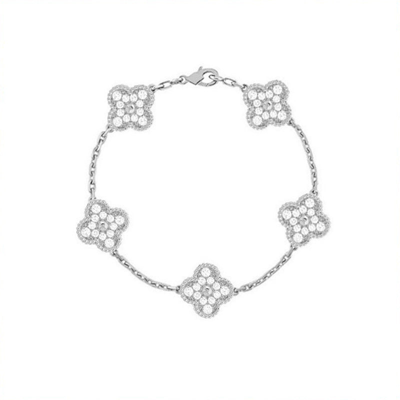 Pulsera de Trébol de Cuatro Hojas de Acero de Titanio de Alta Gama