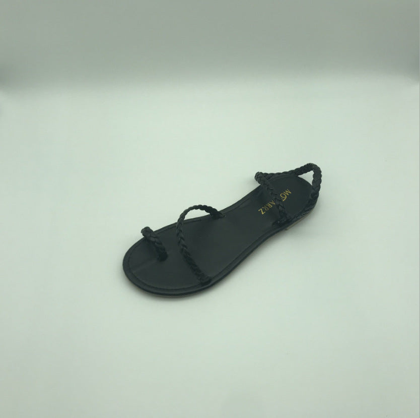 Sandalias Planas de Cuero Sintético