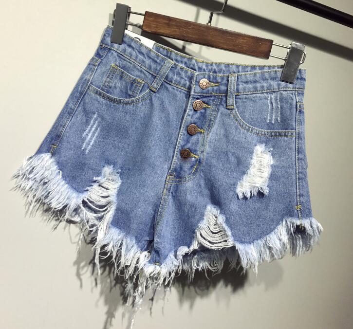 Shorts Vaqueros Rasgados de Cintura Alta