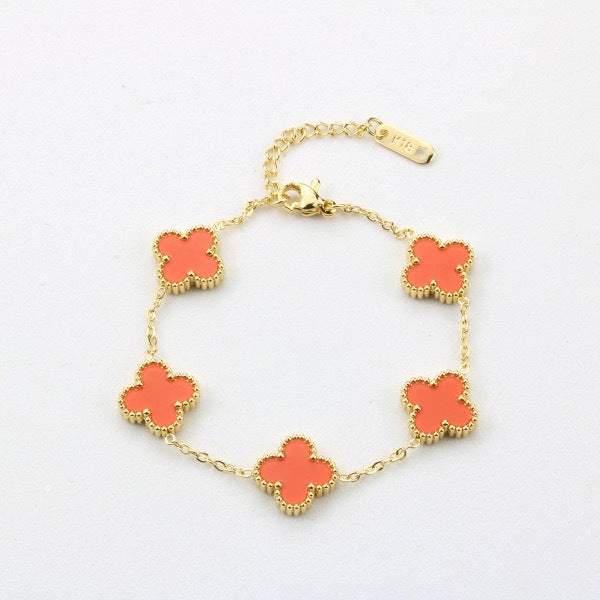 Pulsera de Trébol de Cuatro Hojas de Acero de Titanio de Alta Gama