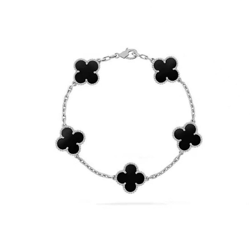 Pulsera de Trébol de Cuatro Hojas de Acero de Titanio de Alta Gama