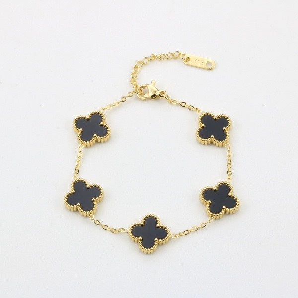 Pulsera de Trébol de Cuatro Hojas de Acero de Titanio de Alta Gama