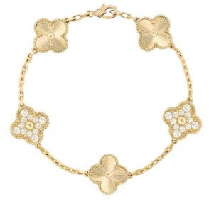 Pulsera de Trébol de Cuatro Hojas de Acero de Titanio de Alta Gama