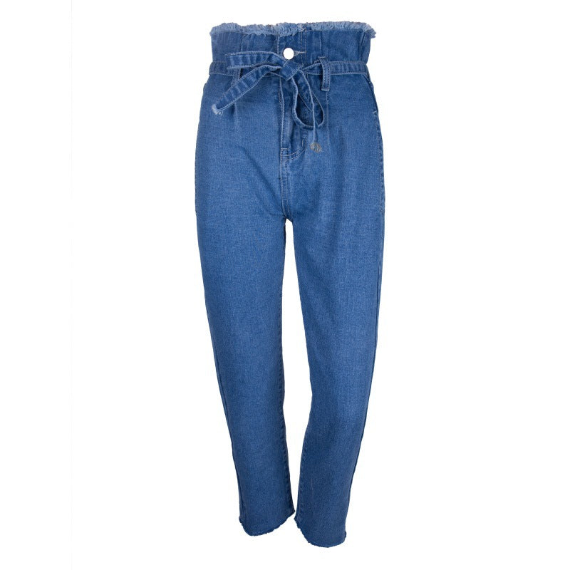 Pantalones Vaqueros de Talle Alto con Bordes Deshilachados