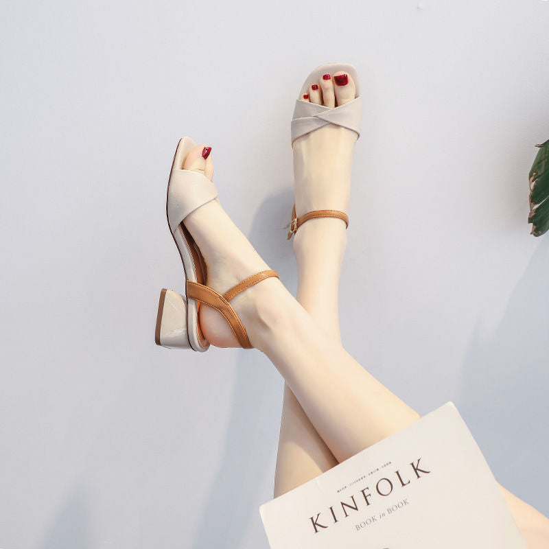 Sandalias de Tacón Medio Estilo Hada para el Verano