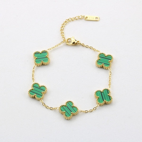 Pulsera de Trébol de Cuatro Hojas de Acero de Titanio de Alta Gama