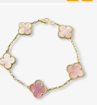 Pulsera de Trébol de Cuatro Hojas de Acero de Titanio de Alta Gama