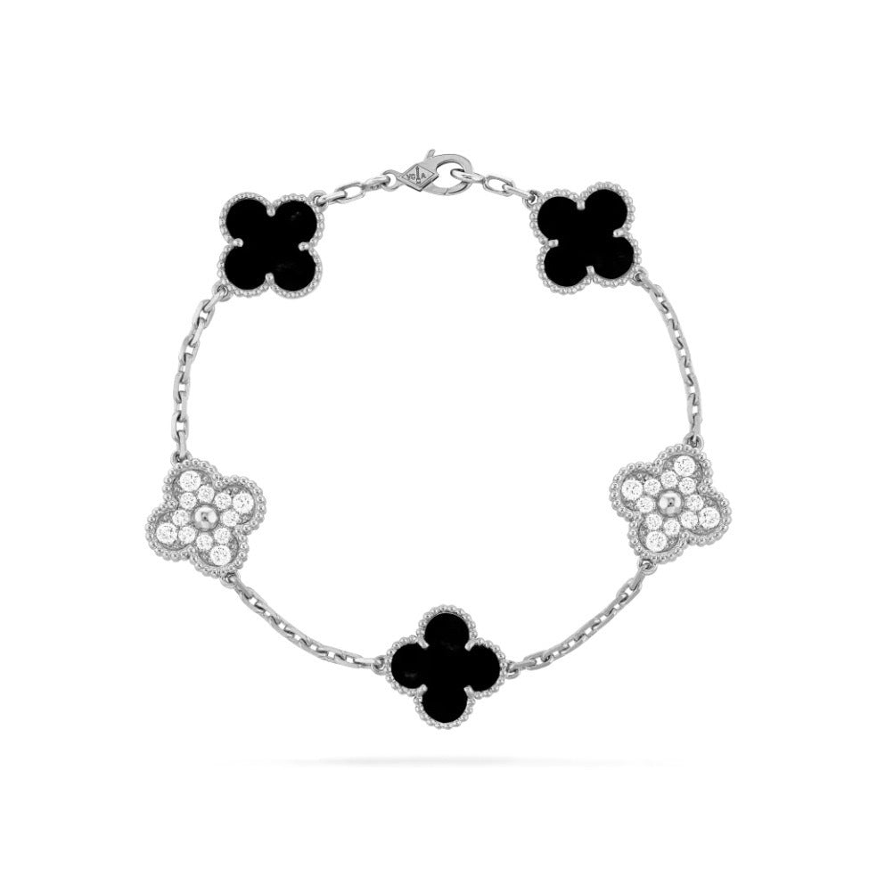 Pulsera de Trébol de Cuatro Hojas de Acero de Titanio de Alta Gama