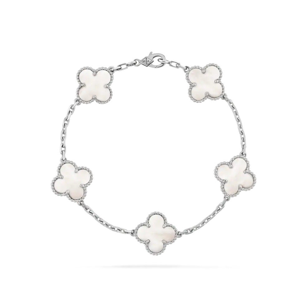 Pulsera de Trébol de Cuatro Hojas de Acero de Titanio de Alta Gama