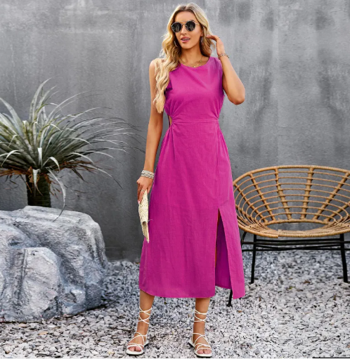Vestido sin mangas de color sólido para verano