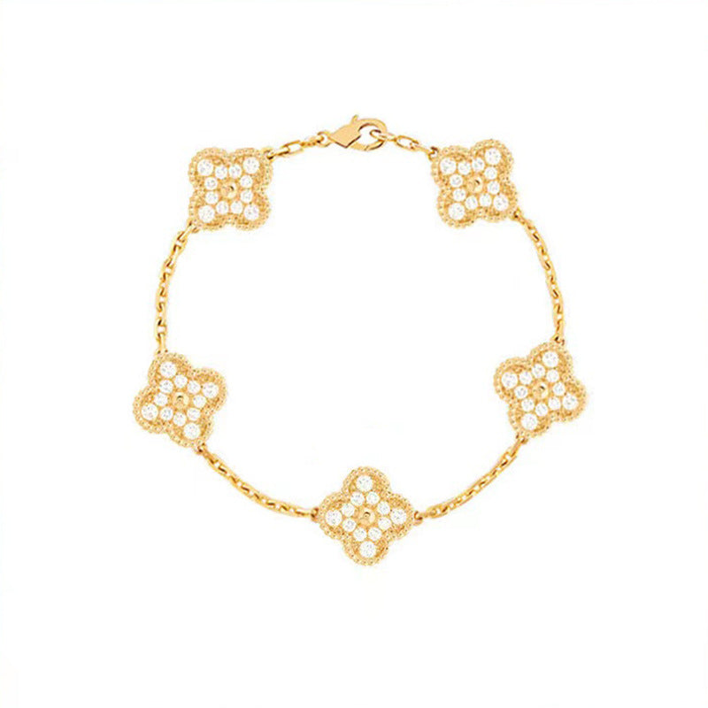 Pulsera de Trébol de Cuatro Hojas de Acero de Titanio de Alta Gama