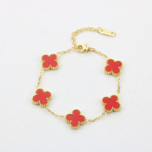 Pulsera de Trébol de Cuatro Hojas de Acero de Titanio de Alta Gama