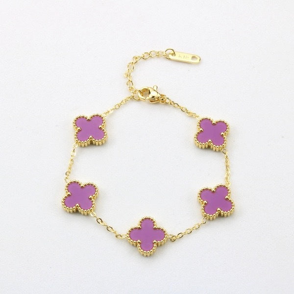 Pulsera de Trébol de Cuatro Hojas de Acero de Titanio de Alta Gama