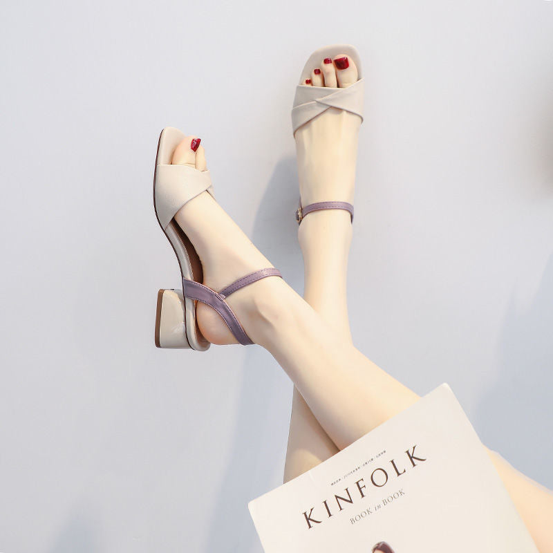 Sandalias de Tacón Medio Estilo Hada para el Verano
