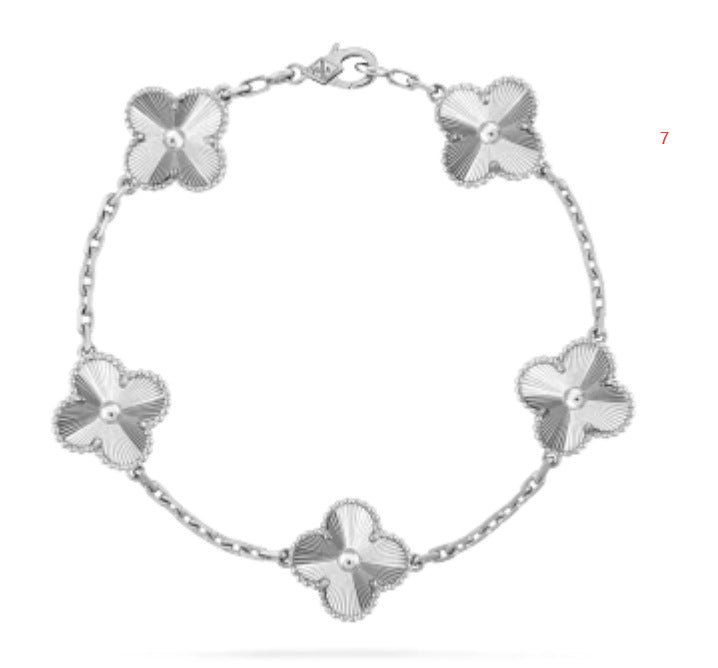 Pulsera de Trébol de Cuatro Hojas de Acero de Titanio de Alta Gama