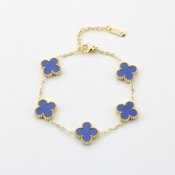 Pulsera de Trébol de Cuatro Hojas de Acero de Titanio de Alta Gama