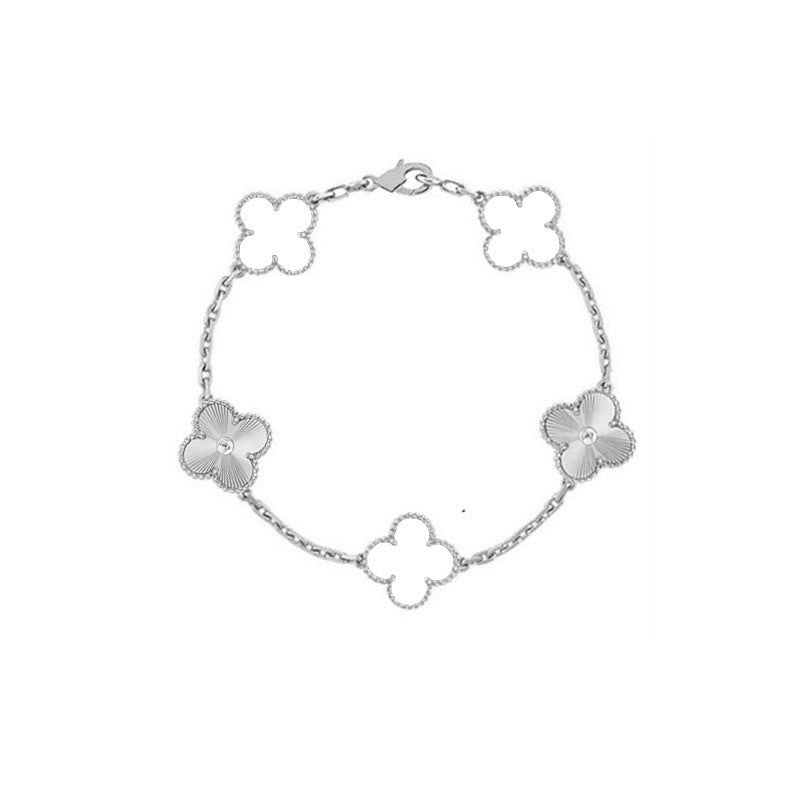 Pulsera de Trébol de Cuatro Hojas de Acero de Titanio de Alta Gama